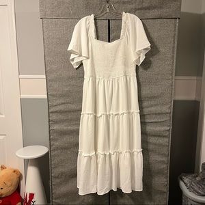White bridal engagement midi dress